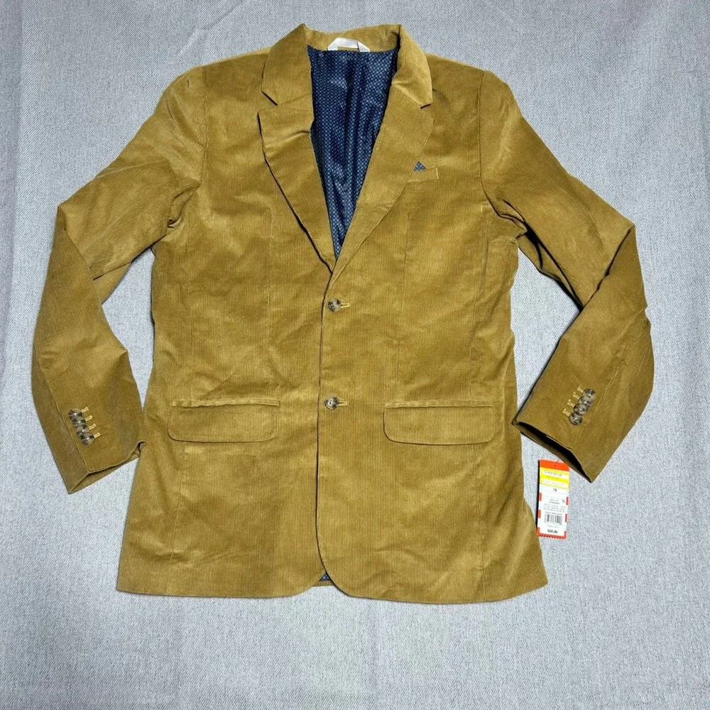 Cat & Jack Boys Corduroy Blazer Jacket Size 16 Brown Mustard Suit Coat NWT